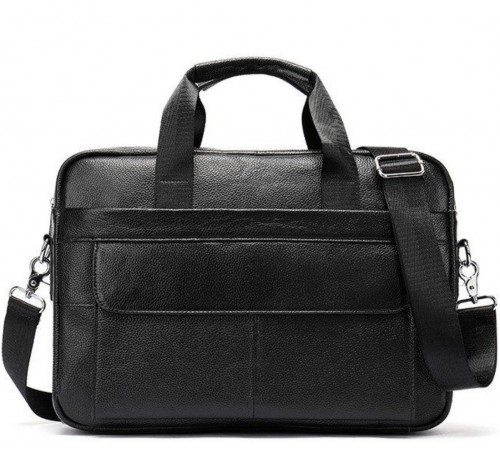 Шкіряна чоловіча сумка для ноутбука і документів чорна 39х28х8, портфель для офісного працівника, чорний