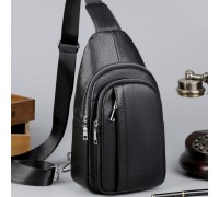 Чоловічий шкіряний слінг на одне плече 18х32х7, сумка крос боді TIDING BAG A25F-3204-1A чорна