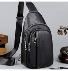 Чоловічий шкіряний слінг на одне плече 18х32х7, сумка крос боді TIDING BAG A25F-3204-1A чорна