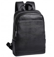 Рюкзак чоловічий шкіряний 28х40х14, міська сумка наплічна для ноутбука та документів, чорний