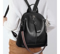 Жіночий рюкзак молодіжний шкіряний міський 23х30х13, сумка на спину для роботи, чорна