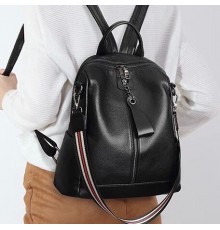 Жіночий рюкзак молодіжний шкіряний міський 23х30х13, сумка на спину для роботи, чорна