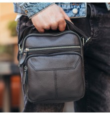 Чоловічий шкіряний месенджер 18x22x8, сумка планшет через плече Tiding Bag A25F-1519A чорний