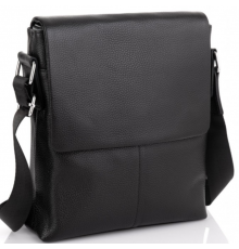 Чоловіча сумка планшет через плече 23х26х6, шкіряна барсетка Tiding Bag SK A75-181 чорна