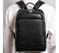 Чоловічий рюкзак шкіряний міський для ноутбука 28х40х14, сумка на спину для студента Tiding Bag , чорна