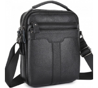 Чоловіча шкіряна сумка-месенджер 21х25х6, барсетка через плече Tiding Bag A25-3278A Чорна