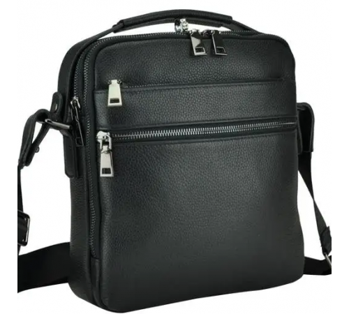 Шкіряна чоловіча сумка планшет через плече 23х26х8, наплічна барсетка Tiding Bag MN-284334 чорна
