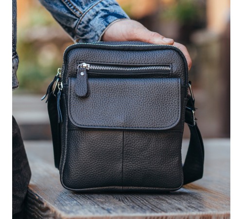 Сумка чоловіча через плече 17х21х5, барсетка для навчання, месенджер для телефону Tiding Bag IT-73302 чорна