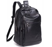 Шкіряна чоловіча сумка наплічна для ноутбука та поїздок 28х42х18, рюкзак для роботи Tiding Bag D3-9343, чорний