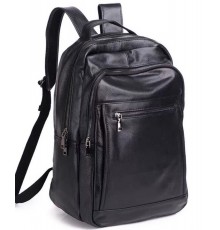 Шкіряна чоловіча сумка наплічна для ноутбука та поїздок 28х42х18, рюкзак для роботи Tiding Bag D3-9343, чорний
