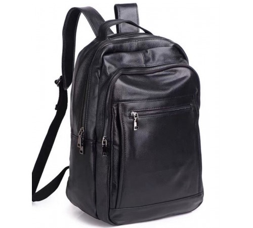 Шкіряна чоловіча сумка наплічна для ноутбука та поїздок 28х42х18, рюкзак для роботи Tiding Bag D3-9343, чорний