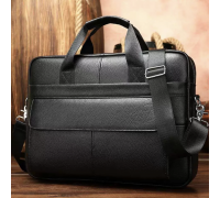 Чоловіча шкіряна сумка для ноутбука та документів 39х28х8, портфель для міста Tiding Bag RD-23134 чорний