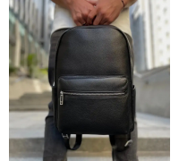 Шкіряний чоловічий рюкзак міський 30х41х12, сумка на плечі для ноутбука та документів Tiding Bag 20334 чорна