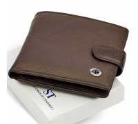 Шкіряне чоловіче портмоне на кнопці ST Leather ST104 Коричневе