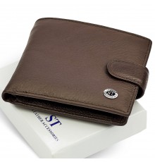 Шкіряне чоловіче портмоне на кнопці ST Leather ST104 Коричневе