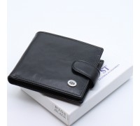 Шкіряне чоловіче портмоне на кнопці ST Leather ST104 Чорний