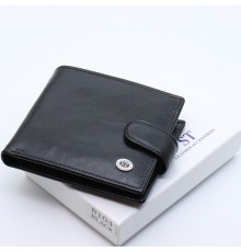 Шкіряне чоловіче портмоне на кнопці ST Leather ST104 Чорний