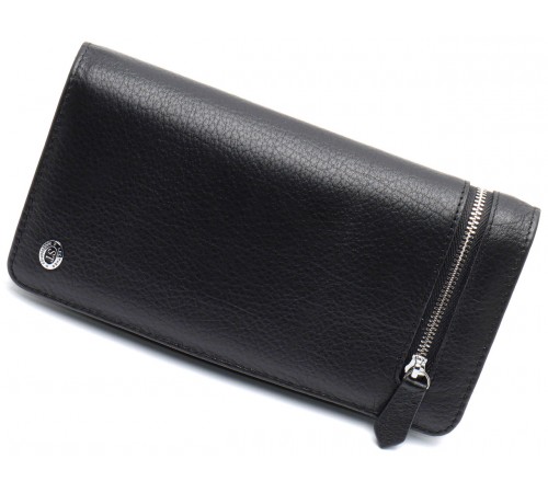 Чорний багатофункціональний чоловічий гаманець з натуральної шкіри МС291