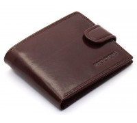 Коричневое мужское портмоне на кнопке из натуральной кожи Marco Coverna B047-801