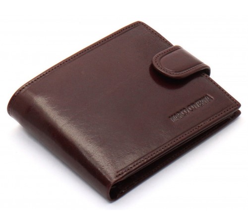Коричневе чоловіче портмоне на кнопці з натуральної шкіри Marco Coverna B047-801