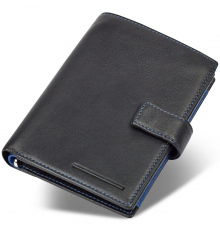 Чорний чоловічий гаманець з фіксацією з натуральної шкіри Marco Coverna MC-1005 A 1221