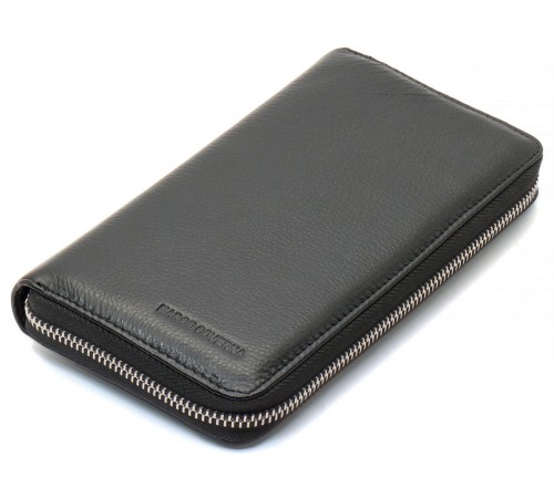 Чорний чоловічий гаманець-клатч на блискавці з натуральної шкіри Marco Coverna MC-802-1
