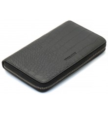 Чорний гаманець-клатч на блискавці з блоком під картки із натуральної шкіри Marco Coverna MCJP-5901A