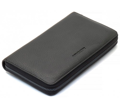 Чорний гаманець-клатч з блоком під картки під однією блискавкою з натуральної шкіри Marco Coverna МС-5901Q