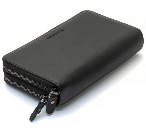 Чорний гаманець-клатч на дві блискавки з натуральної шкіри Marco Coverna B-5902B-1Q