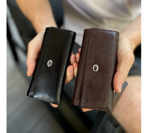 Чорна ключниця з натуральної шкіри із відділенням для грошей ST Leather B416