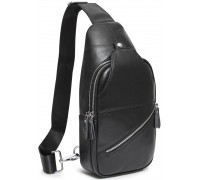 Чоловіча містка бананка 18х32х7, сумка шкіряна рюкзак для прогулянок Tiding Bag 7579 чорна