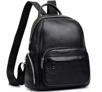 Рюкзак жіночий шкіряний 29х31х12, практична наплічна сумка для міста, чорна