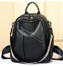 Стильна жіноча сумка міська на плечі 35х27х14, рюкзак з натуральної шкіри, чорний
