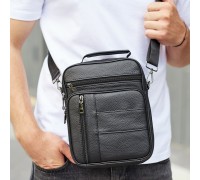 Чоловіча шкіряна сумка-барсетка 20х25х 5.5, месенджер через плече Bexhill BX-02103 чорний