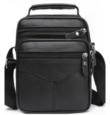 Чоловіча шкіряна сумка-барсетка 26х20.5х8, месенджер через плече Bexhill Bx-56402 чорна