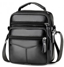 Чоловіча сумка барсетка 17x21x9, шкіряна сумочка планшет Tiding Bag 75003 чорна