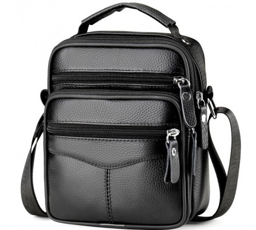 Чоловіча сумка барсетка 17x21x9, шкіряна сумочка планшет Tiding Bag 75003 чорна