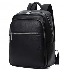 Чоловічий шкіряний рюкзак для поїздок та прогулянок 30х40х17, сумка на спину в офіс Tiding Bag 75362 чорна