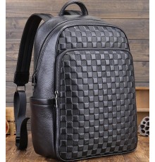 Рюкзак чоловічий шкіряний 30х41х15, міський наплічник для ноутбука та документів Tiding Bag 63989 чорний