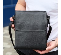 Сумка месенджер 21.5x25x7 шкіряна барсетка для чоловіків Tiding Bag 35775 чорна