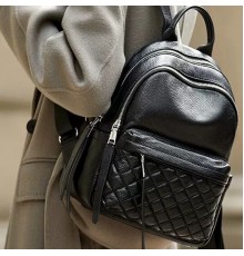 Жіночий шкіряний рюкзак міський 35х26х17, наплічник з натуральної шкіри, чорний