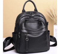 Жіноча шкіряна сумка наплічна міська 21х28х13, рюкзак для кожного дня, чорни