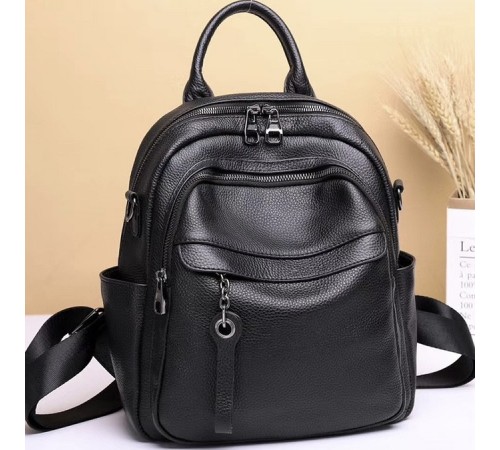 Жіноча шкіряна сумка наплічна міська 21х28х13, рюкзак для кожного дня, чорни