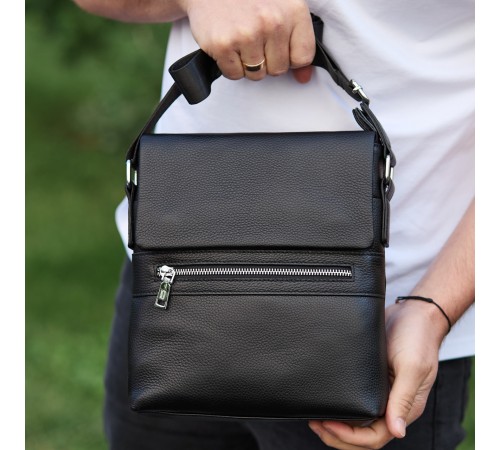 Чоловіча барсетка 23х26х6, месенджер через плече шкіряний Tiding Bag 80471 чорний