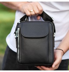 Чоловіча шкіряна сумка-барсетка 19х24х7.5, сумочка планшет через плече Bexhill BX-36256 чорна