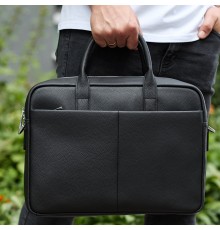 Чоловічий портфель на плече 38х28х8.5, офісний шкіряний месенджер, чоловіча ділова сумка для міста, чорна