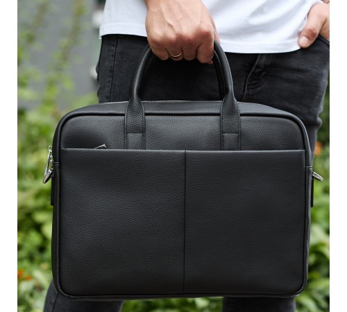 Чоловічий портфель на плече 38х28х8.5, офісний шкіряний месенджер, чоловіча ділова сумка для міста, чорна