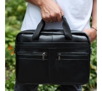 Чоловічий портфель для ноутбука 38х28х8, офісна шкіряна сумочка, міська чоловіча ділова сумка, чорна