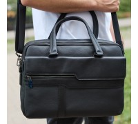 Чоловіча ділова сумка зі шкіри 39х29х10, класичний портфель для ноутбука та офісу, сумочка для студента, чорний