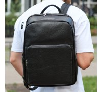 Класичний чоловічий рюкзак зі шкіри 42х30х16, практичний аксесуар для ноутбука та документів, чорний